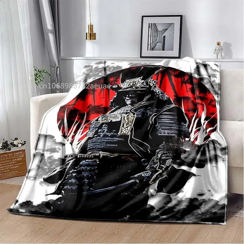 Japanese Samurai Blanket Japan Sunset Landscape Art Soft Flannel Blanket Bedspread Sofa Warming Cover 6