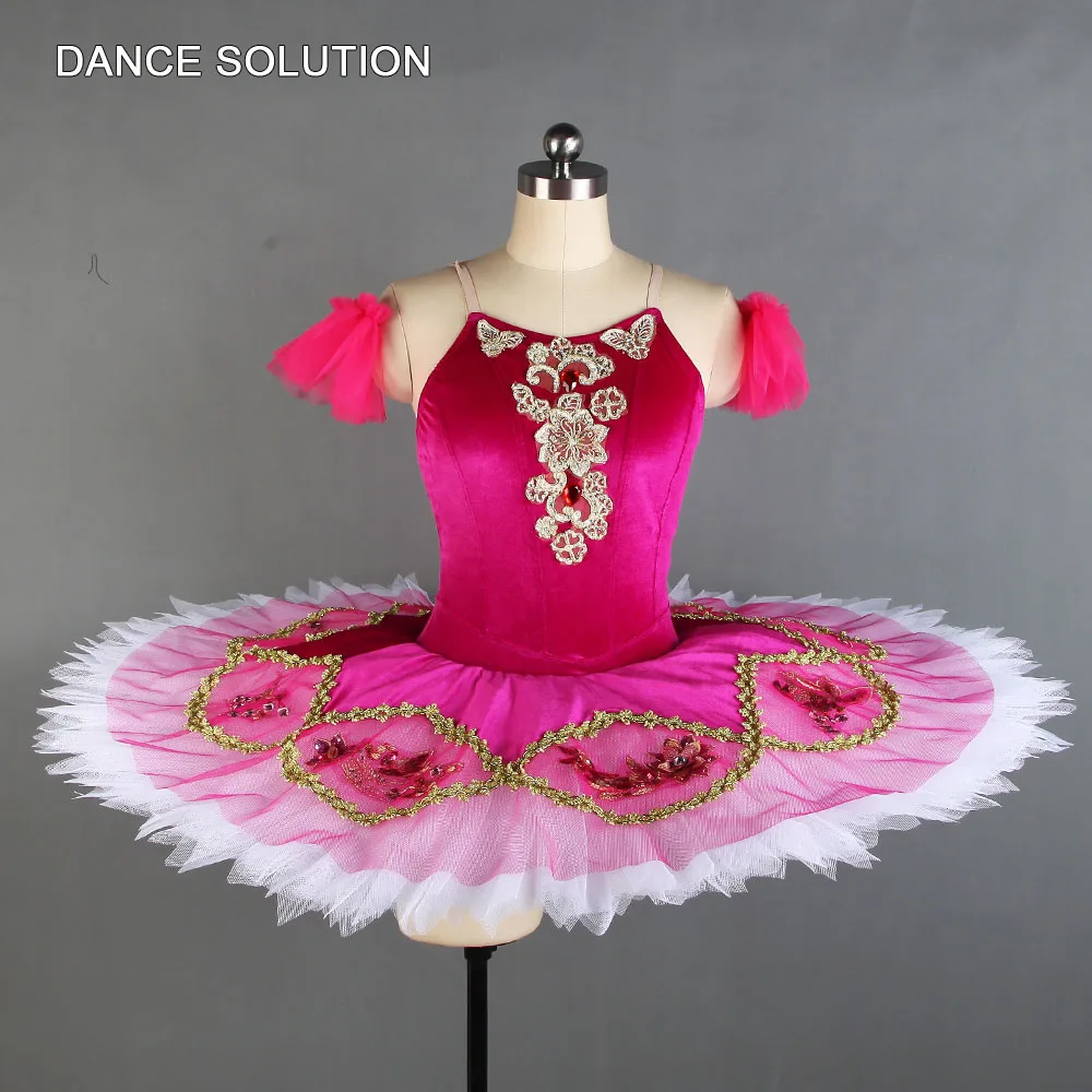 

Adult Ballet Dance Costumes Rose Red Velvet Bodice Ballet Pancake Tutu for Women & Girls Ballerina Performance Dress BLL130