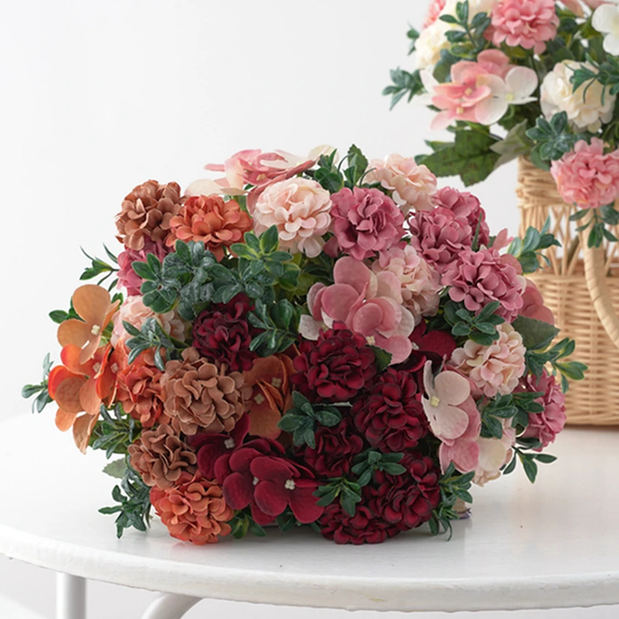 Künstliche Blumen Hortensien Brautsträuße Zubehör Ausverkauf Festival Girlande Clipping Vase Home Hochzeit Party Dekorationen – Detail 3