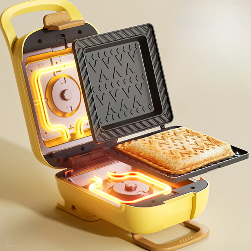 Thickened Sandwich Maker, Breakfast Grill with Adjustable Latches, Multi-function Toaster Oven Pancakes/Waffles, Press Machine