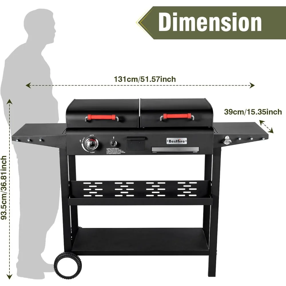 Bestfire Dual Fuel Propane Gas Charcoal Grill 5