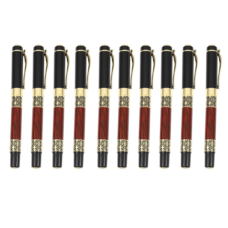 

NEW-10X Chinese Classical Roller Ball Pen Elegant Golden Metal Ballpoint Pen For Signature School Student Gift