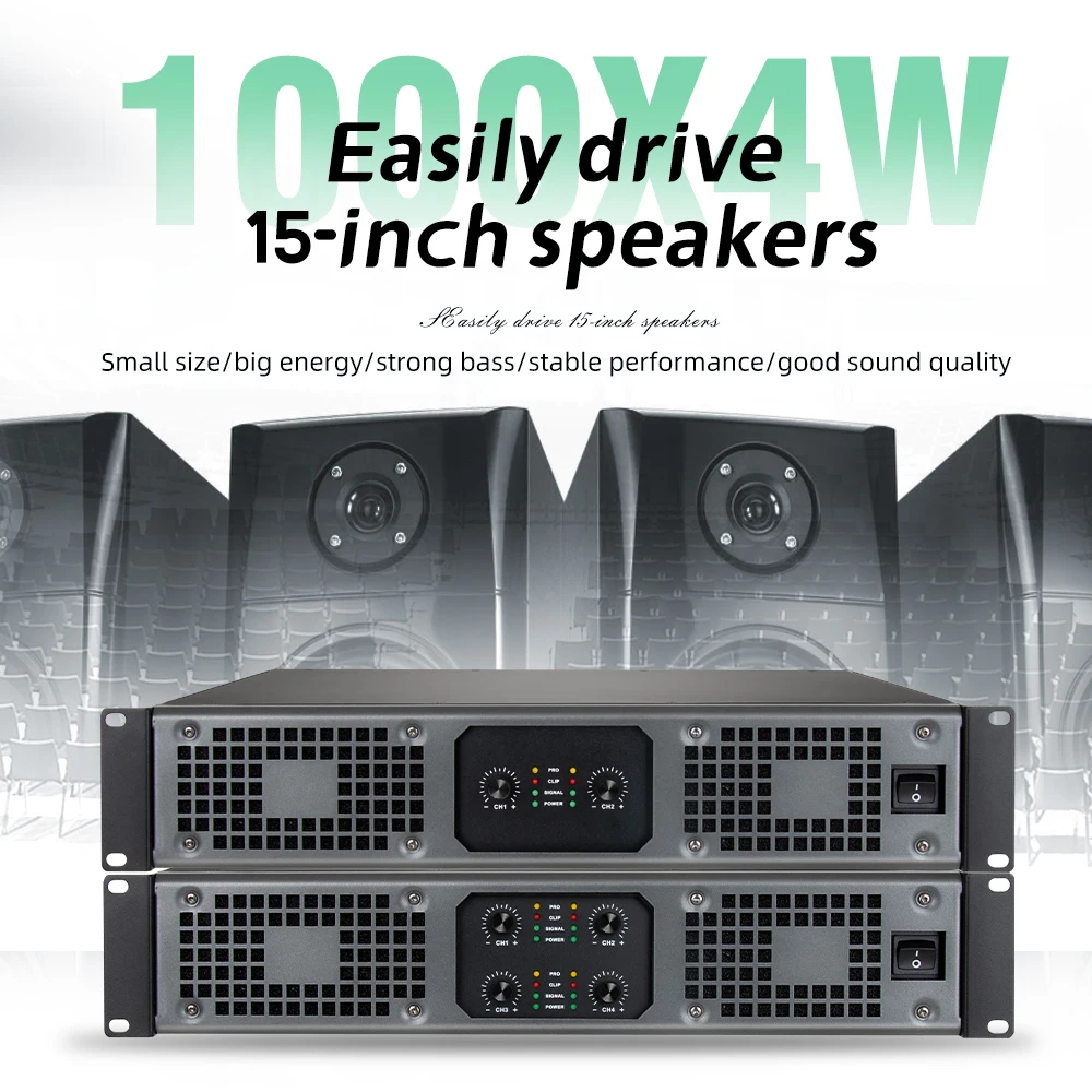 Sound Amplifier Professional 4 Ohm 1100W*4 Digital Power Amplifier 2U DJ Audio Digital Power Amplifier Stage Performances Amp 2/4 channel