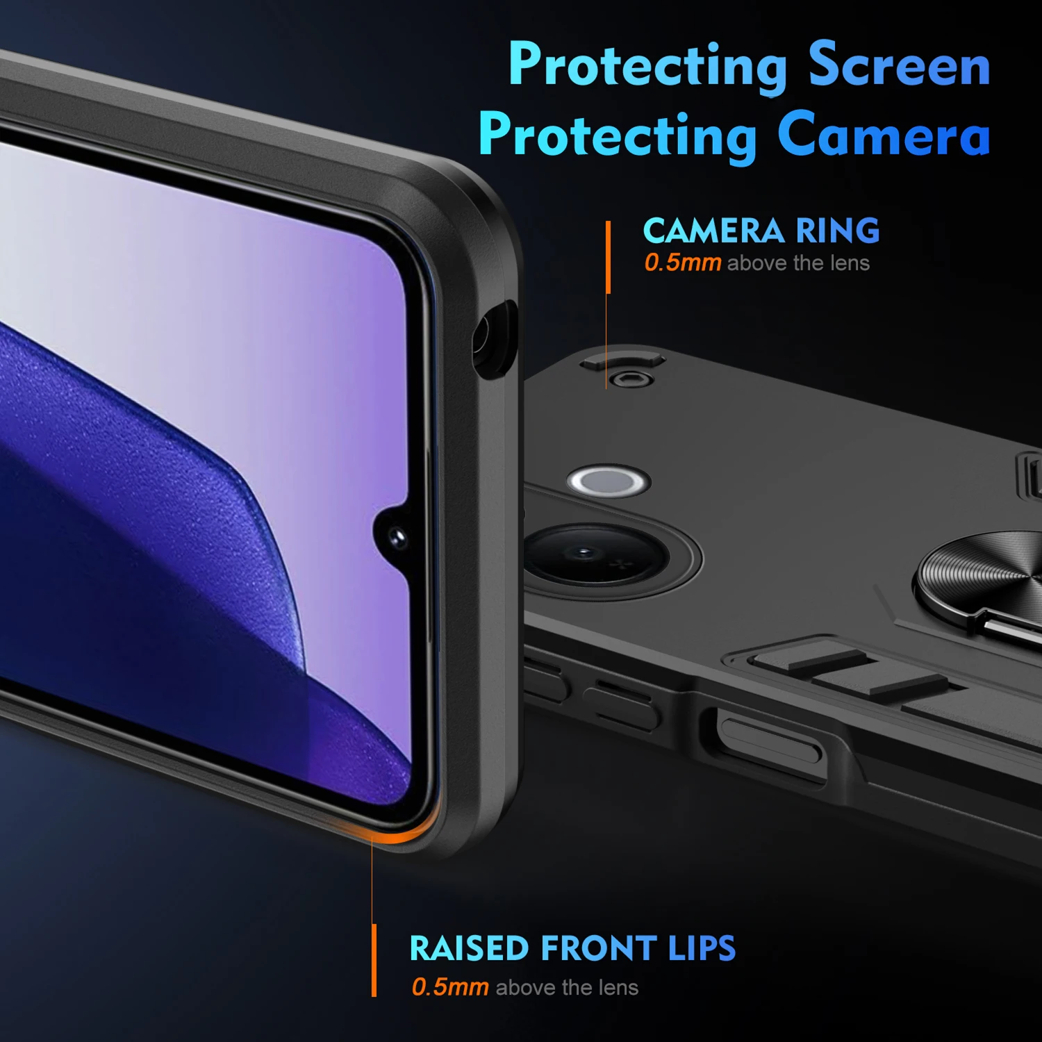 Enhanced Military Armor Shockproof Case with Ring Stand Holder and Protective Shell Coque