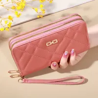 Chic Quilted Long Wallet for Women - Secure Zipper, Multiple Card Slots, Phone Compartment - Versatile Clutch for Every Occasion 1