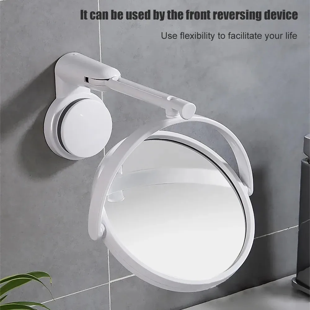 Home Wall Mounted Makeup Mirror Bathroom Single-Sided Mirror Rotating Folding No Punching High-Definition Circular Makeup Mirror 5