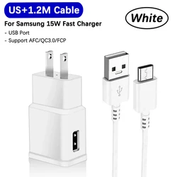 Samsung 15W Super Fast Charger EU/US Travel Power Adapter - White - US With Cable