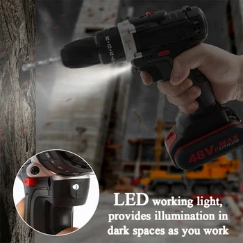 Gisam 88VF Electric Impact Drill Cordless Electric Screwdriver Drill Rechargeable Lithium Battery 2 Speeds Household Power Tools 6
