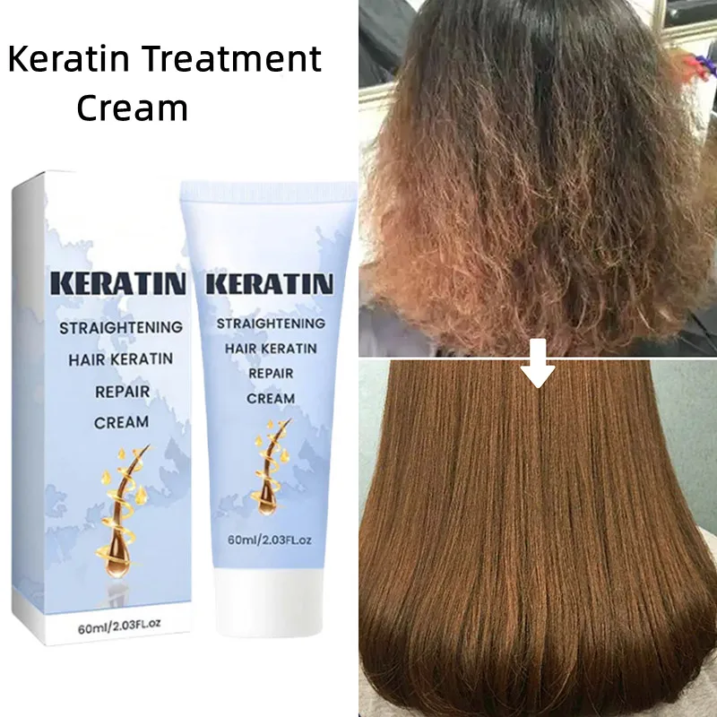 60ML Keratin Hair Straightening Cream Professional Damaged Treatment Faster Smoothing Curly Hair Care Protein Correction Cream