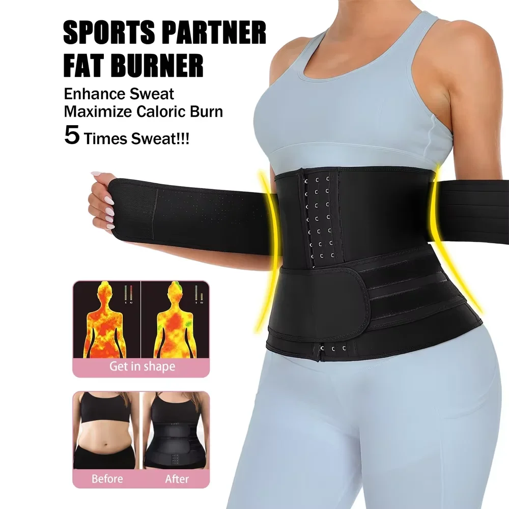 Women Waist Trainer Belly Slimming Sheath Sauna Body Shaper Reducing Shapewear Corset Tummy Sweat Workout Fat Burn Trimmer Belt