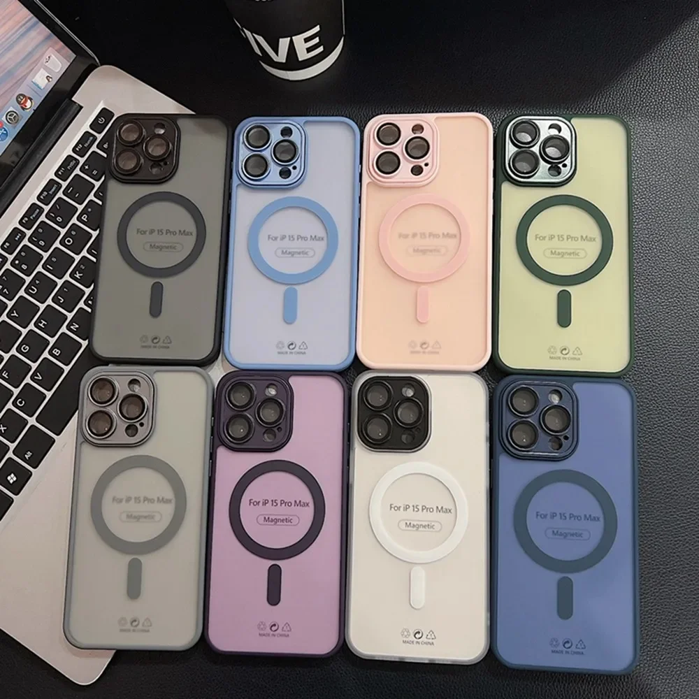Rose Pink Magnetic Translucent Matte Camera Protector Phone Case