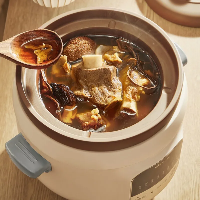 Bear 220V Slow Cooker 3L Purple Ceramic Electric Casserole Household Soup Stew Pot Health Pot Baby Supplement Pot 5