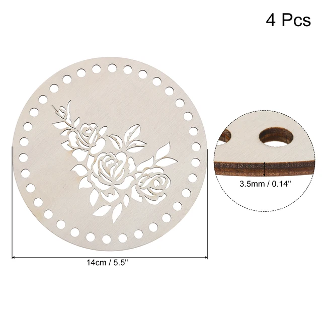 5-Piece Wooden Basket Bottom Set - Oval & Round Bases For Crochet Baskets | 2mm Thick Pre-Drilled Holes For Easy Weaving