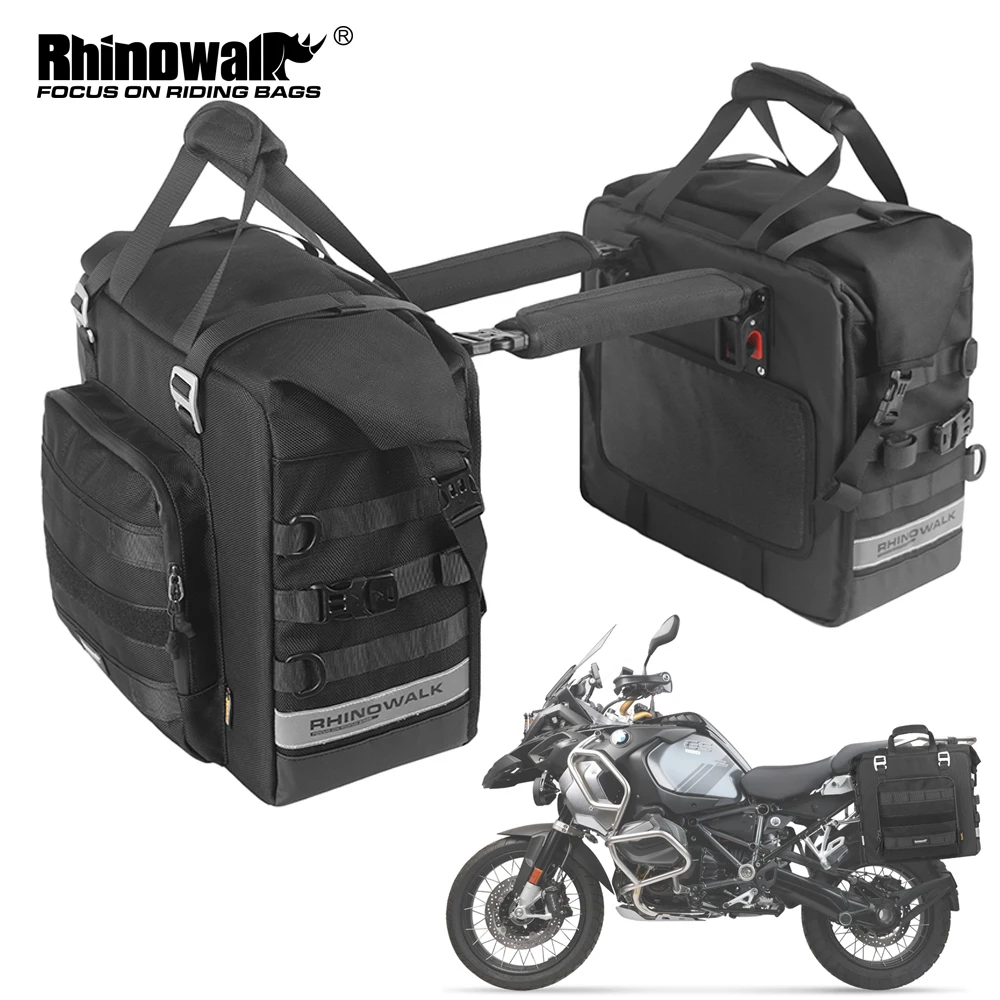 

Rhinowalk Motorcycle Side Bag Waterproof 25L-32L Expandable Saddle Pannier Bag Quick Release 3D Cube Motorbike Storage Bag 1PC