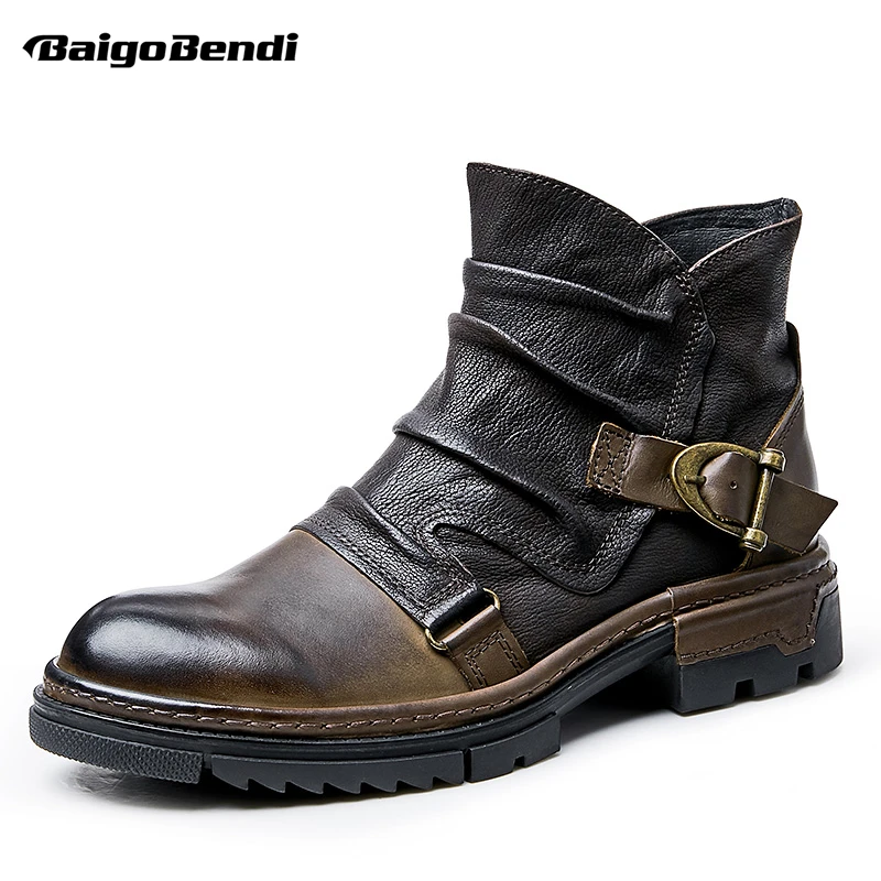 Leather Motorcycle Boots Men's Motorcycle Boot Leather Office Shoes