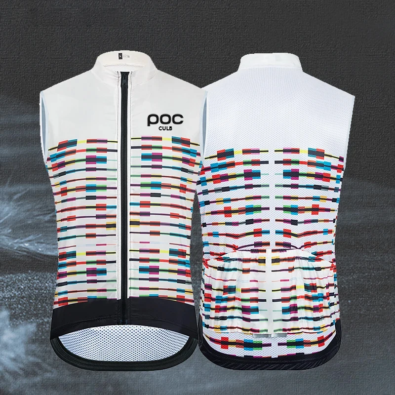 Cycling Vest CULB POC Night Riding Road Bike Summer Windproof Waterproof Charge Riding Vest Graffiti Color blocked Edition