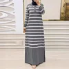 Eid femmes musulmanes Robe en tricot rayures Jalabiya caftan Islam robes longue Robe Ramadan maroc dubaï Abayas robes en tricot