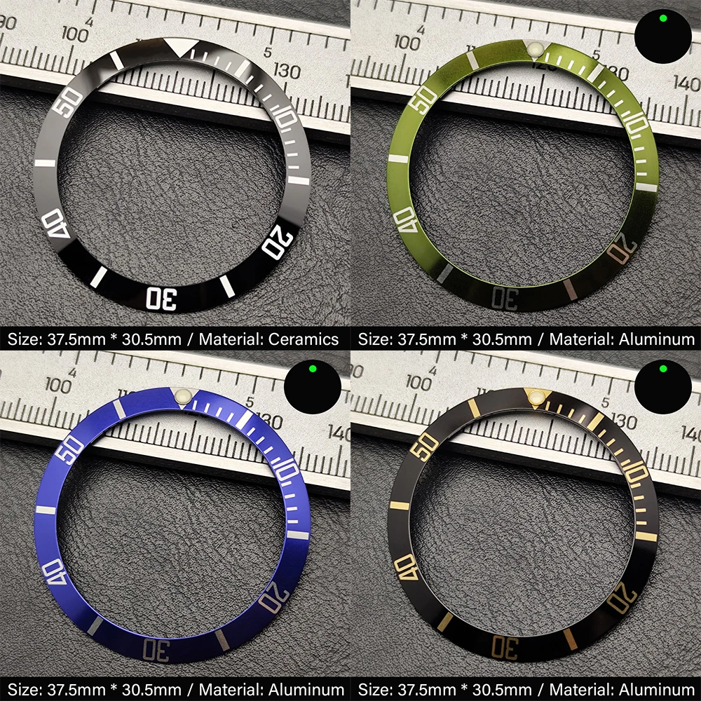 Sleek Black 37.5mm Bezel Insert for Watch Cases – Ceramic/Aluminum Finish