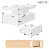 Table basse Rosahqnda avec éclairage LED et 2 tiroirs, éclairage LED réglable, table basse brillante pour salon, 104x53x46cm 3