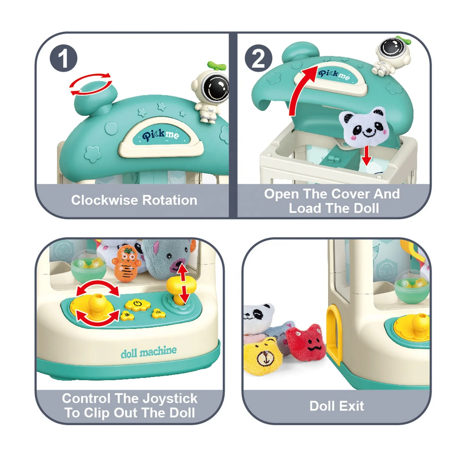 Children's Electric Grab Doll Machine Large Sound And Light Coin-operated Egg Clip Doll Game Machine Boy And Girl Play House Toy 3