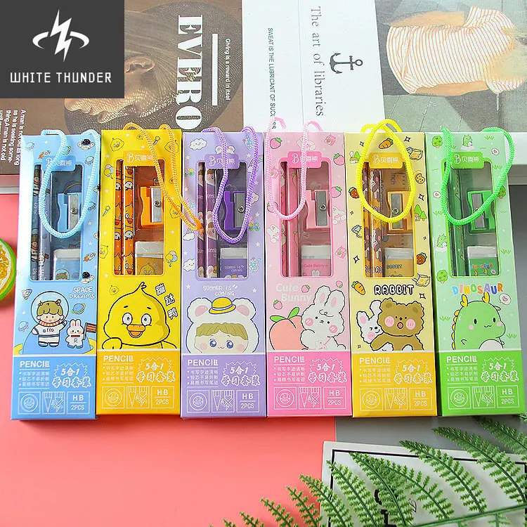 

Новинка награды для детского сада школы набор портативных канцелярских принадлежностей Подарочная коробка подарок для учеников и детей на день рождения Канцелярский набор из пяти предметов