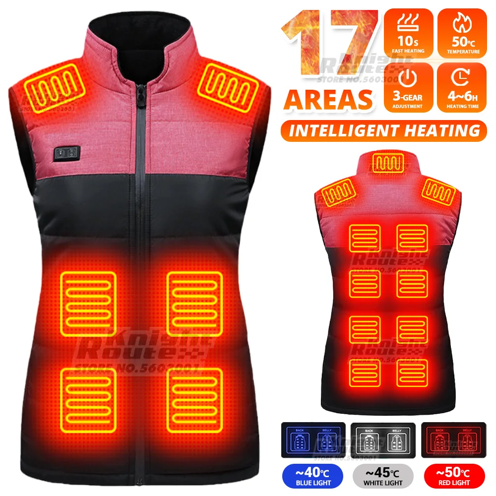 

17 Areas Self Heating Vest Men's Heating Jacket Thermal Women's USB Heated Vest Warm Sport Vest Heating Clothing Fishing Camping