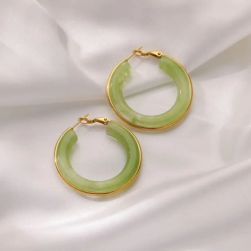 Dopamine Hoop Earrings Stainless Steel Big Women for Gold