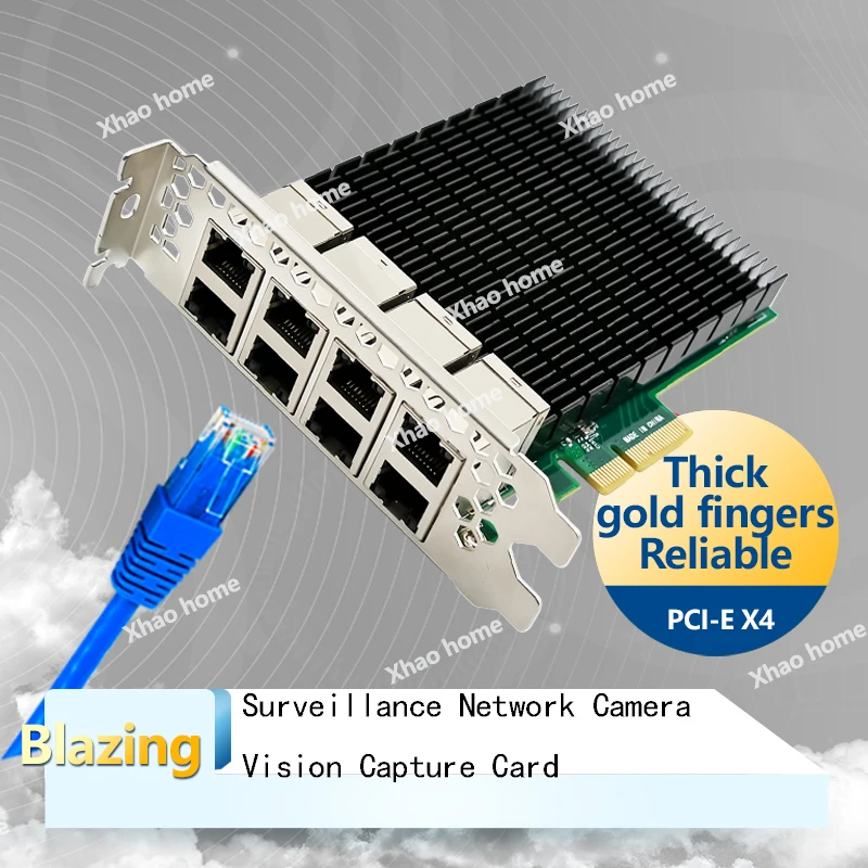 인텔 I350AM4+듀얼 브래킷 1Gbps 고속 비전 캡처 서버 PC NIC용 8포트 기가비트 이더넷 PCIe x4 RJ45 네트워크 카드