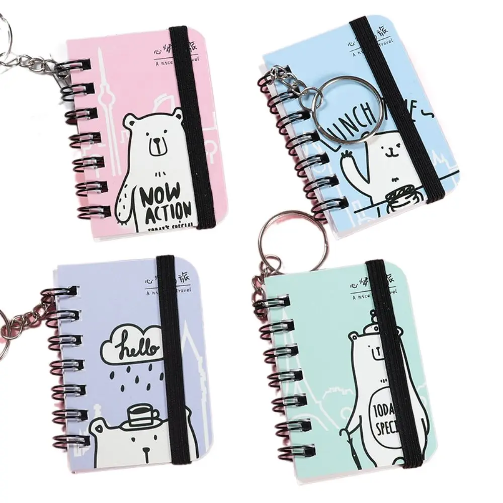 

Small Book Notebook Keychain Random Pattern Journal Planner Mini Notebook Pocket Kawaii Keychain with Notepad School Supply