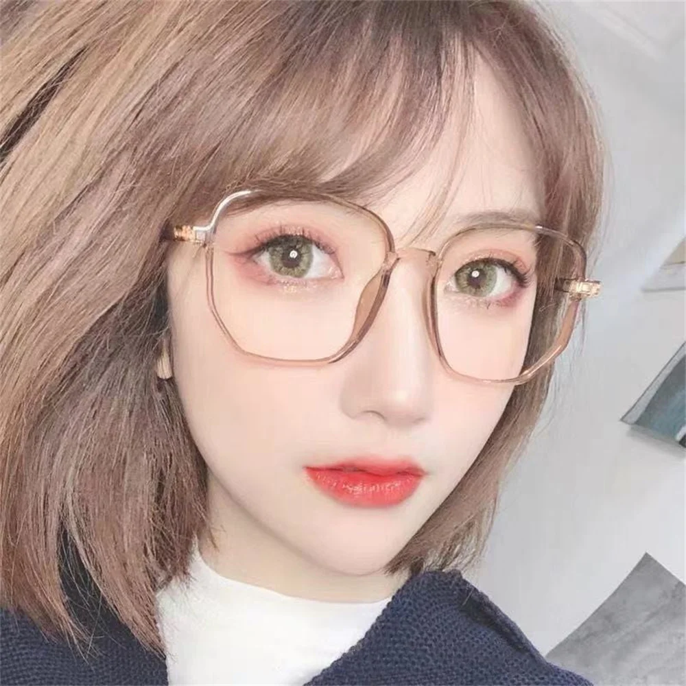 Large Frame Anti Blue Light Eyeglasses Transparent Square Eyewear Computer Glasses Women Men Flat Lens Optical Spectacle Glass