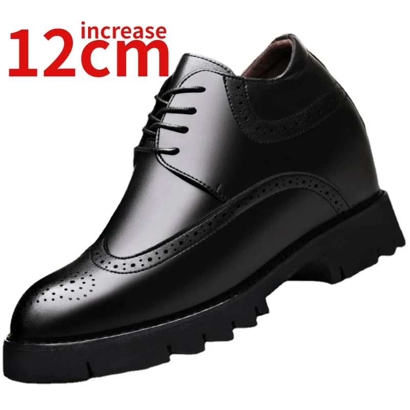 

Bullock Carving High-heeled Height-increasing Shoes for Men Elevator 12cm Men's Dress Leather Shoe Daily Height-increased Shoes