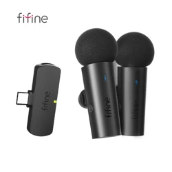 FIFINE Wireless Lavalier Mic Set with Dual Microphones for Video, Interview, Vlog, and Live Streaming (M8)