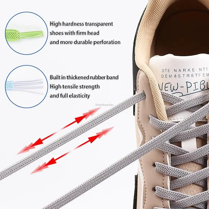 Fashion No Tie Shoe laces Elastic Laces Sneakers Flat Shoelaces Kids Adult Quick Shoe lace Rubber Bands for Shoes