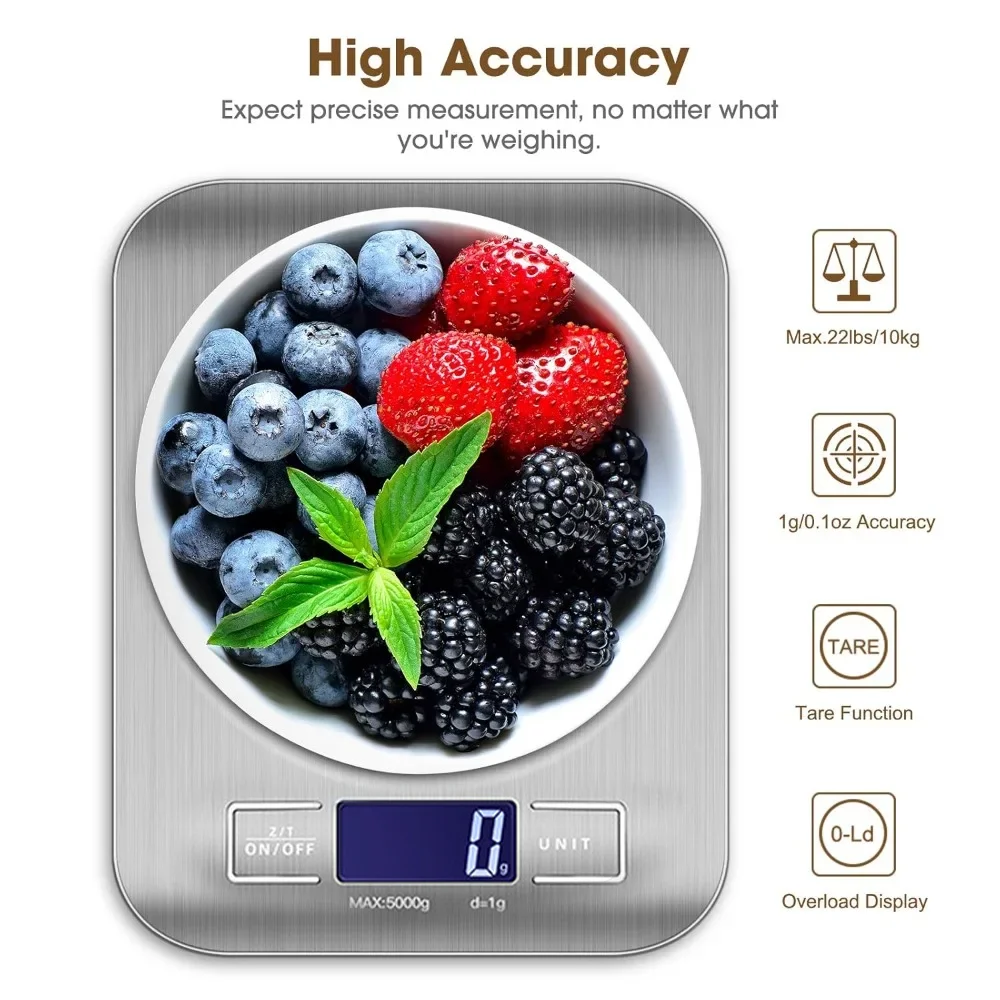 ميزان إلكتروني للمطبخ عالي الدقة بشاشة LED 10 كجم 1 جرام من الفولاذ المقاوم للصدأ أداة وزن الطعام والمجوهرات المنزلية