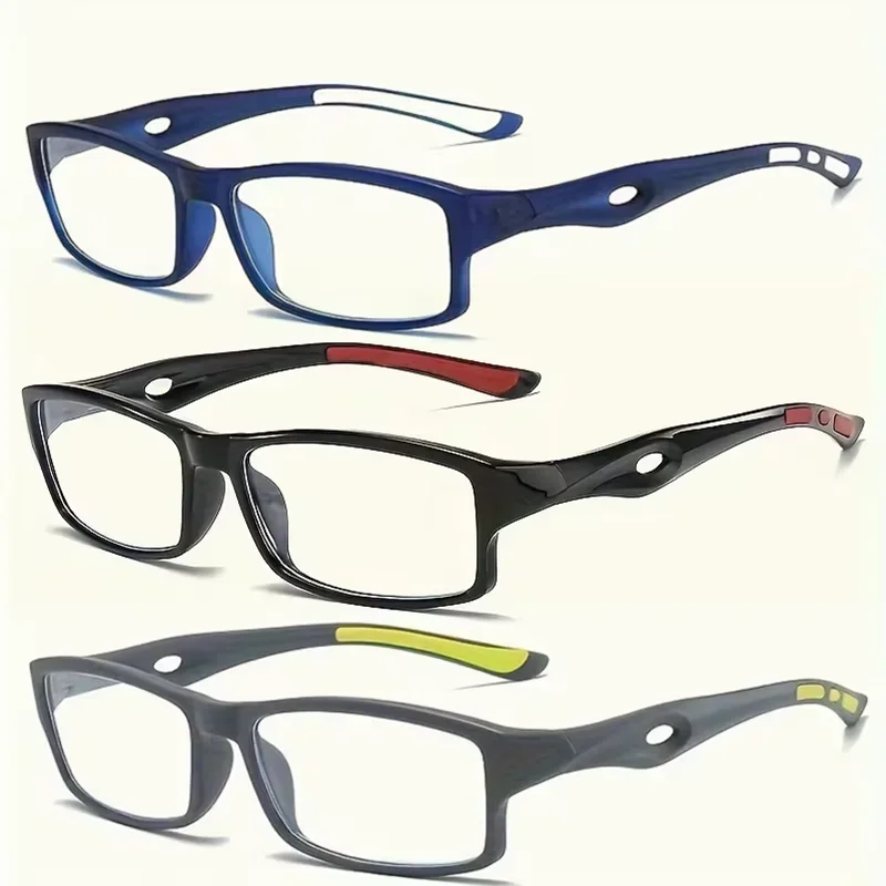 Set of Sporty Anti-Blue Light Reading Glasses - Rectangular Full Rim with PC Frame Material