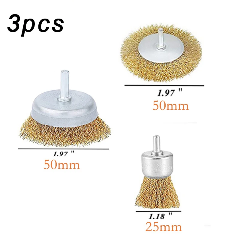 3/10-teiliges Bohrer-Drahtbürsten-Set, Schaftdurchmesser 6 mm, Bohrer-Drahtbürste, flach/Schüssel/Stiftbürste, verwendet zum Reinigen und Rostentfernen – Detail 3