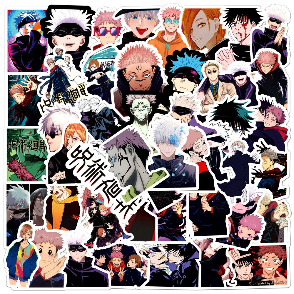 50Pcs Japan Anime Jujutsu Kaisen Stickers DIY Laptop Notebook Skateboard Car Motorcycle Waterproof Graffiti Sticker Gift 50pcs japan korea stickers laptop bicycle guitar skateboard sticker kid diy graffiti waterproof stickers