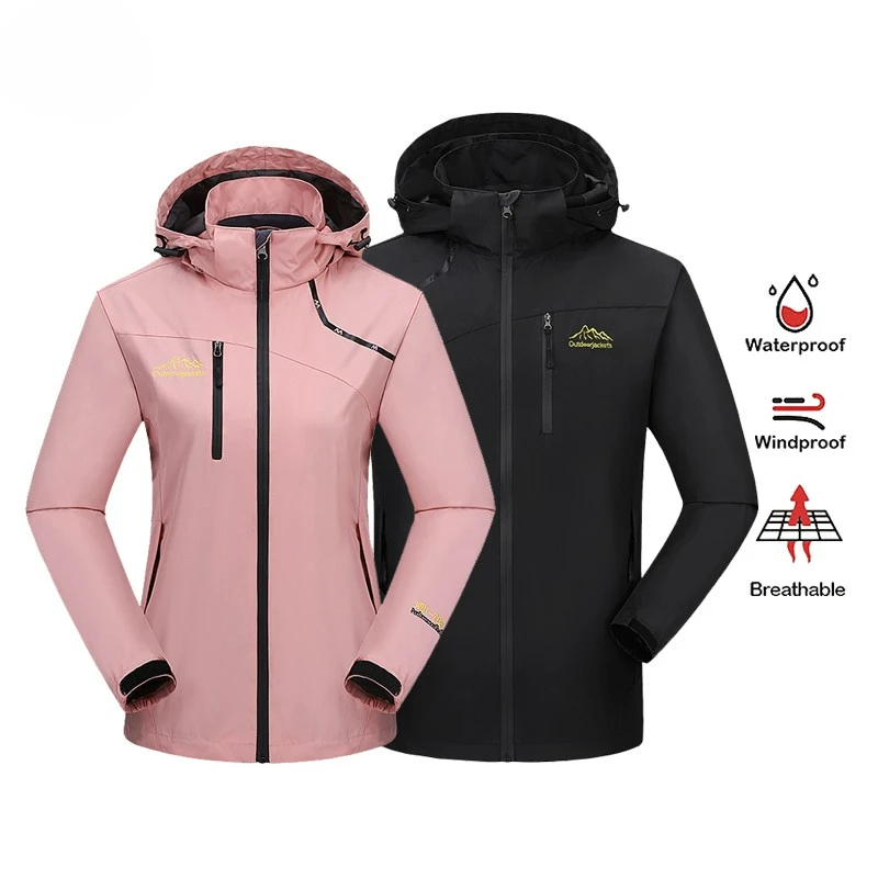 Arazooyi Women Hiking Jacket Waterproof Camping Trekking Climbing Windbreaker Outdoor Softshell Rain Coat Oversized Outerwear portable multifunctional 3 in 1 rain coat hiking camping raincoat poncho mat awning durable outdoor activity rain gear supplie