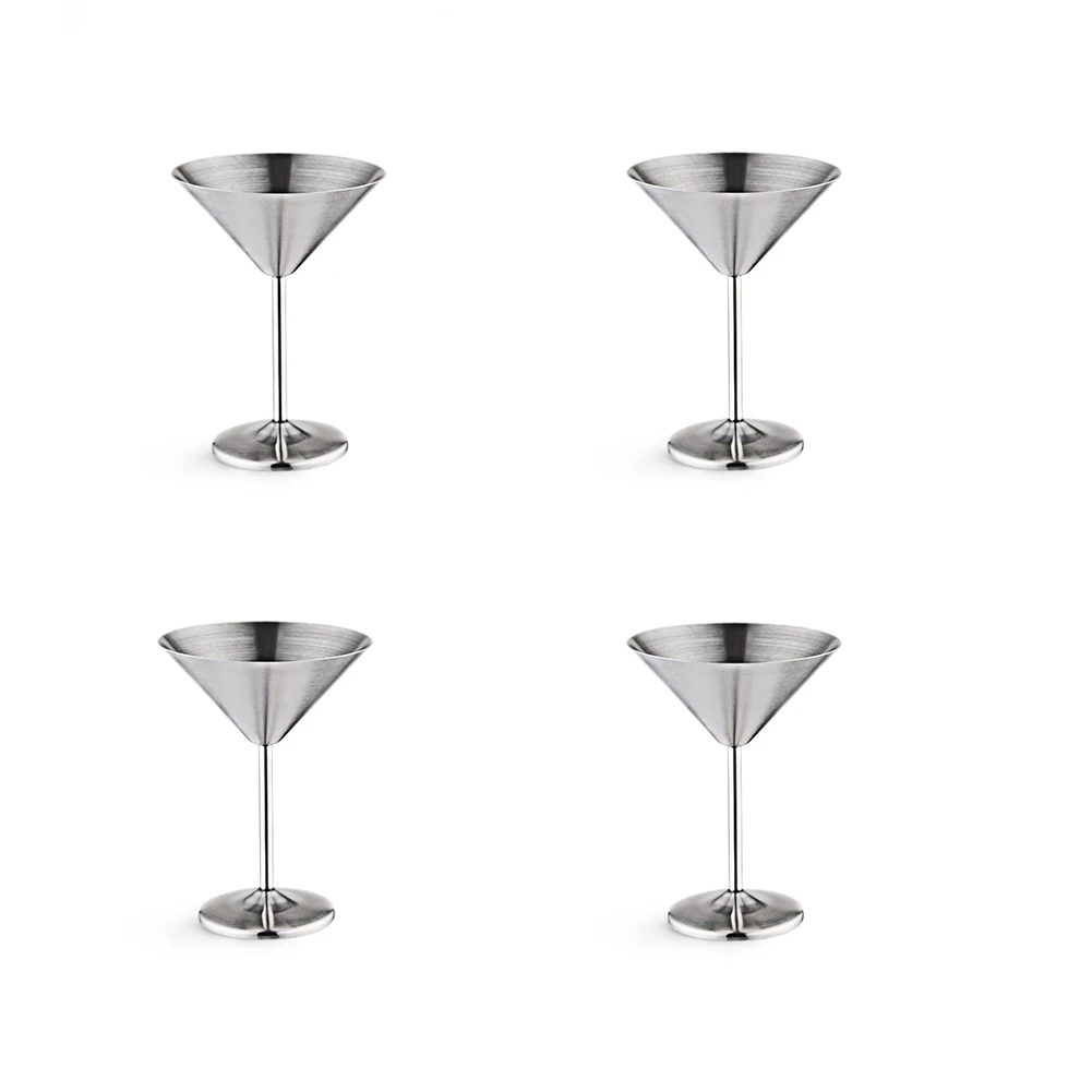 Stainless Steel Martini Glasses 4, 8 Oz Metal Cocktail Glasses 