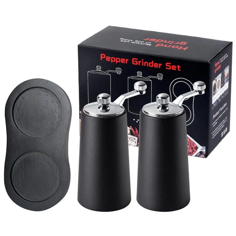 Creative Hand Cranked Pepper Mill Set,Solid Wood Manual Sea Salt Black Pepper Grinder,Kitchen Freshly Black Peppercorns Mill ﻿