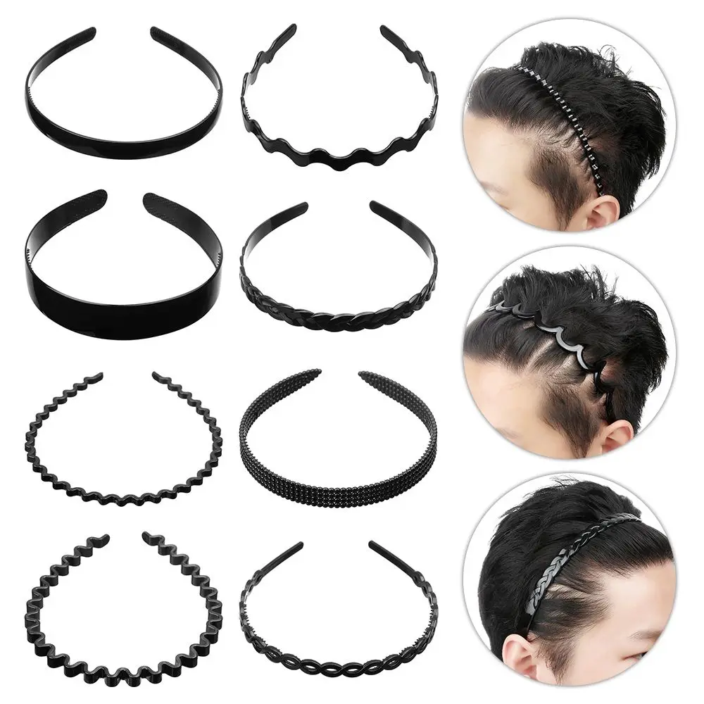 Black Headwear Accessories Unisex Hairband Headband Sport Hair Hoop Spring Wavy Hair Band