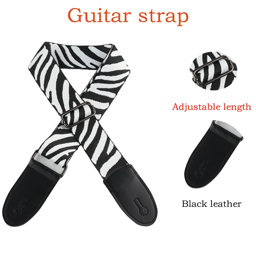 5CM Guitar Strap With Geometric Pattern Metal Buckle Guitar Strap Versatile Leisure Style With Colored