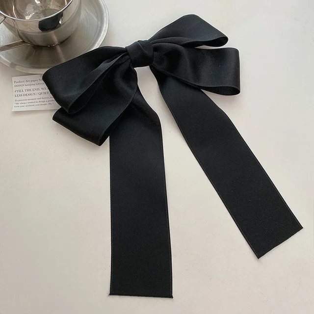 Lystrfac Korean Fashion Hair Bow For Women Black Ribbon Bow tie