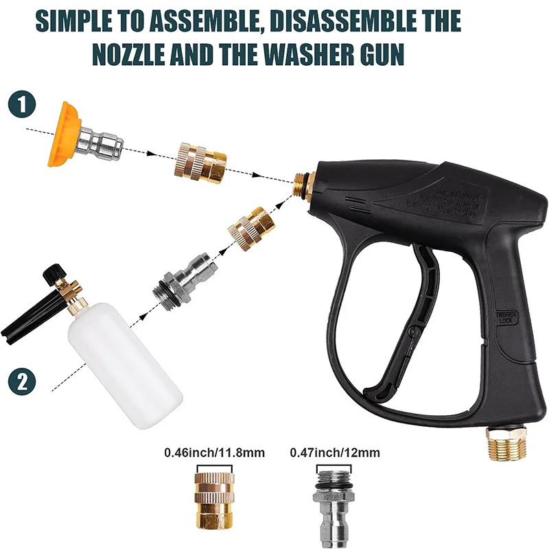 High - Pressure Washer Set - 300 bar, Multi - Purpose, 1L Foam Cannon, 5 Nozzles, M22 - 14 Connection, 1/4 Quick Connect 5