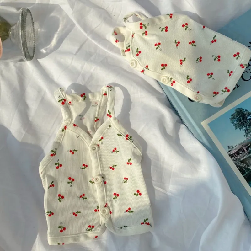 

Cherry Vest Pet Dog Clothes Cute Condole Clothing Dogs Camisole Super Small Soft Chihuahua Print Thin Summer White Boy Mascotas