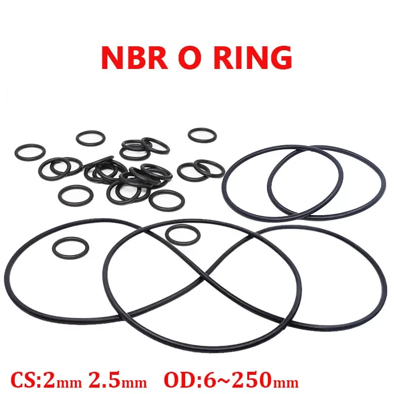 10-5Pcs-Black-O-Ring-Gasket-CS-2mm-2-5mm-OD-6-250mm-NBR-Automobile ...