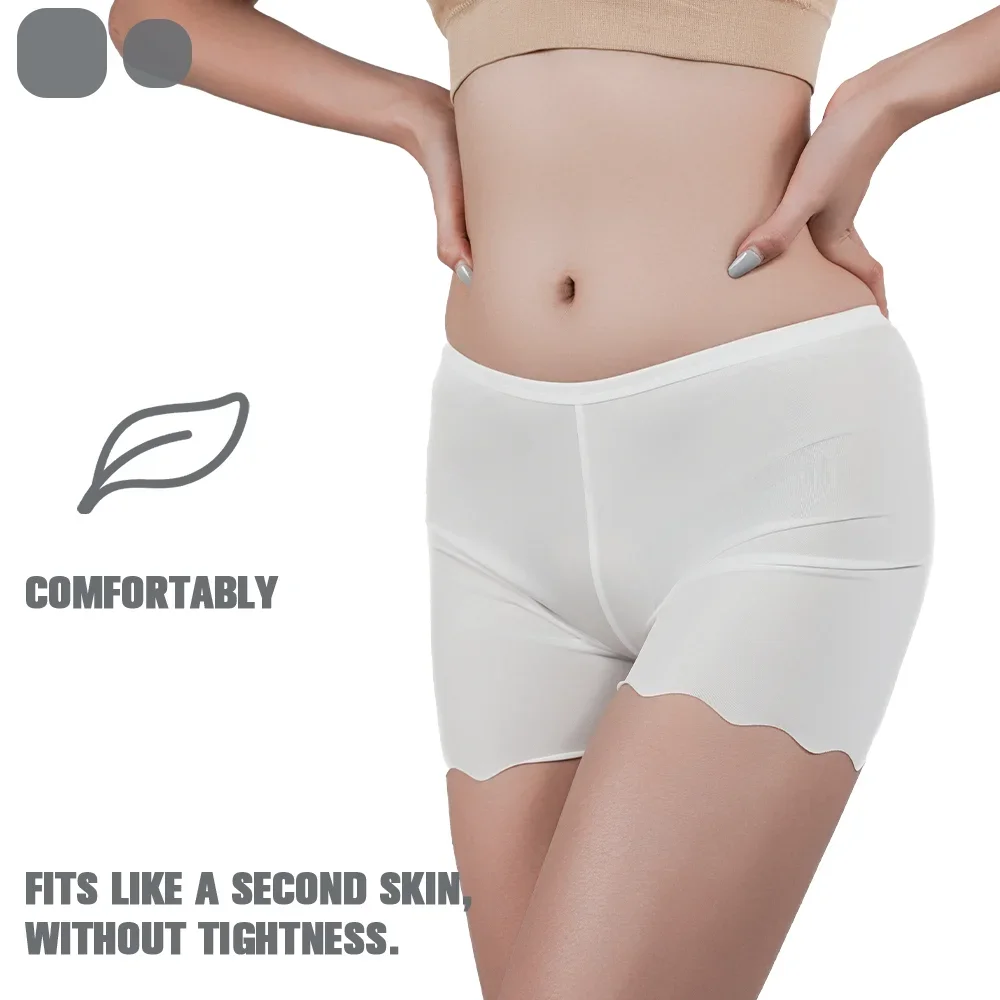 3pcs Seamless Safety Short Pants Womens Ice Silk Slip Panties Breathable Under Dress Boxer Leggings Black White Beige Boy Shorts