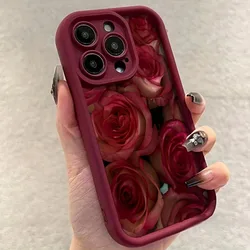 Red Rose Flower Pattern High - Edge TPU Anti - Drop Phone Case - Perfect for Gifts to Couples, Family, Friends, and Various Holidays (Wine red)