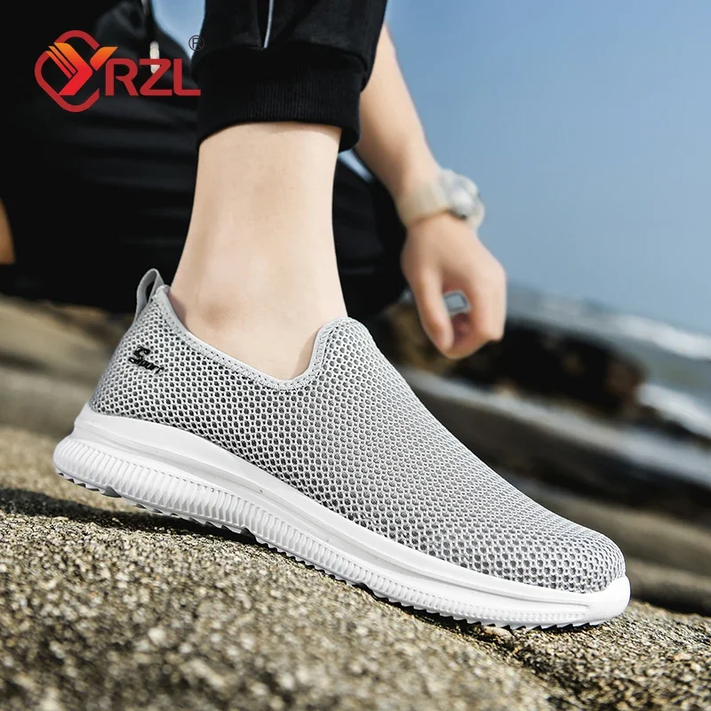 YRZL Men's Sneakers Breathable Unisex Casual Shoes Outdoor Non-Slip Mesh Loafers Walking Lightweight Fashion Male Tennis Shoes 4
