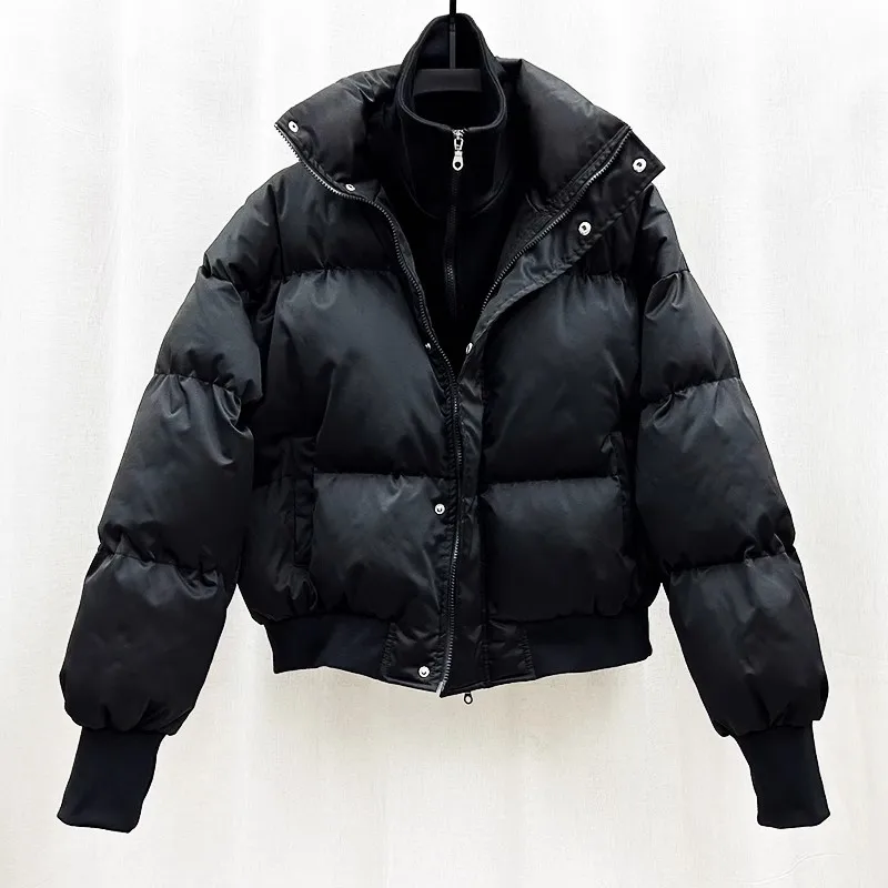 Autumn Winter Warm Thickened Cotton Coat Patchwork Stand Collar Coat Men's Trendy Loose Short Cotton-Padded Coat Bread Coats